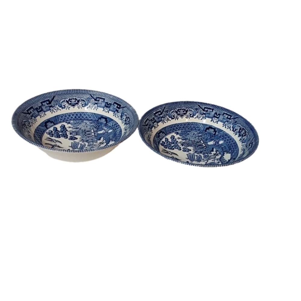 BLUE WILLOW CHURCHILL MADE IN ENGLAND ‎ 2 DESSERT/ Fruits BOWL